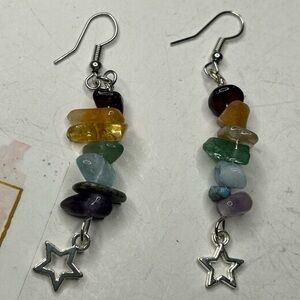 Chakra Gemstone Star Earrings